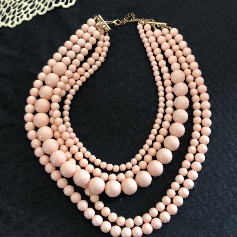 Nude multi strand beaded necklace